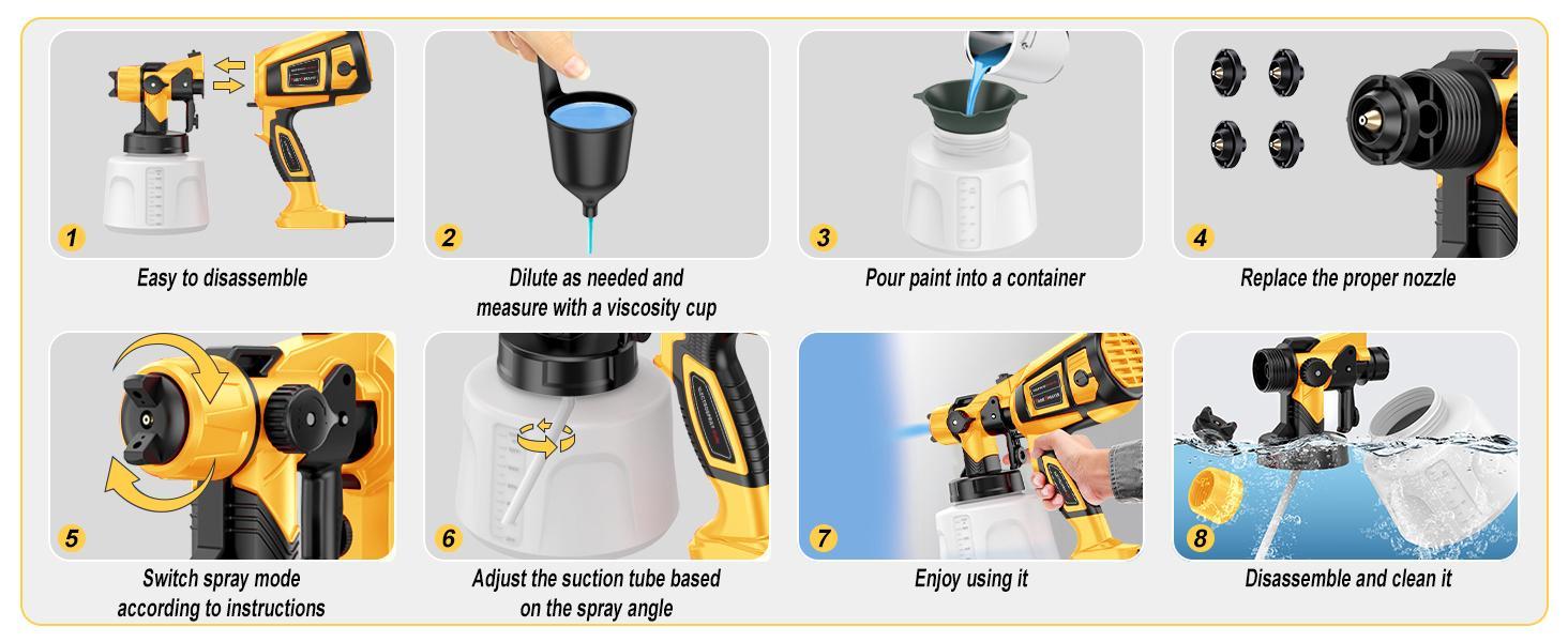 Paint Sprayer 1000W High Power Electric Spray Paint with Adjustable Spray Width Knob 4 Nozzles,1400ml High Capacity Container,Easy to Clean for Paint Sprayer for Furniture Garder Fence Walls Chairs Door Etc,MirrorZone. Paint Sprayer 1000W High Power Electric Spray Paint with Adjustable Spray Width Knob 4 Nozzles,1400ml High Capacity Container,Easy to Clean for Paint Sprayer for Furniture Garder Fence Walls Chairs Door Etc,MirrorZone.