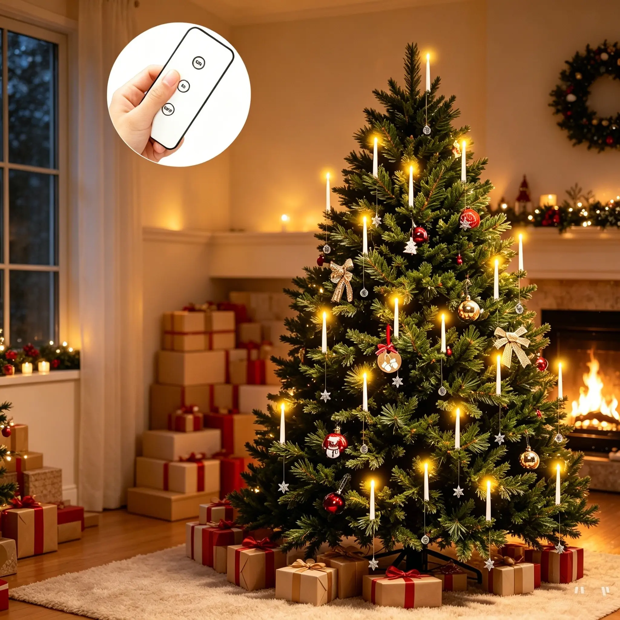 6/12 Pack Remote Control LED Floating Candles, Flameless Conical Candles, Warm Flashing Light, Battery Powered, Christmas Tree Decor, Party Decoration