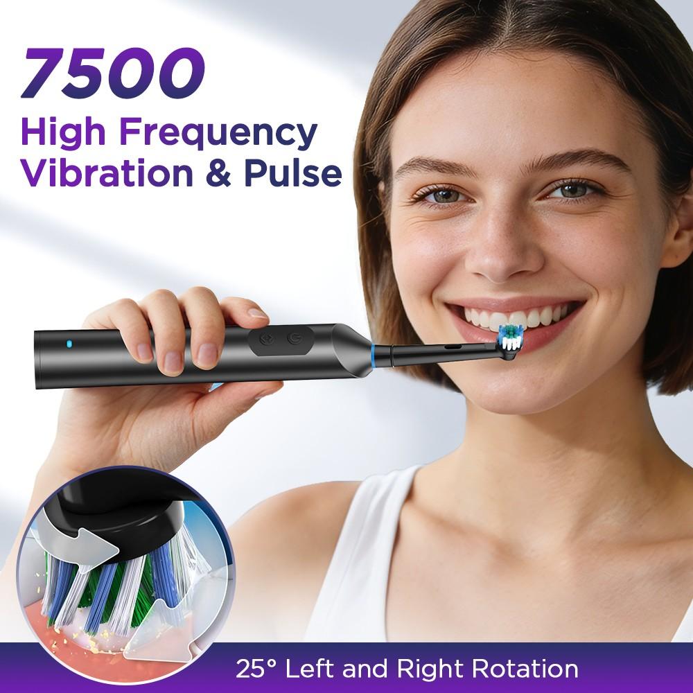 Rotating Electric Toothbrush with 5 Adjustable Modes, 2-Minute Timer with 4 Replaceable Brush Heads for Teeth Cleaning, Cleansing, Ideal for Daily Oral Care