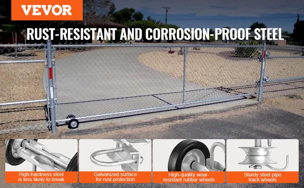 VEVOR Sliding Gate Kit, 6 Rolling Gate Hardware Kit C-type, Wheel Carrier with Two 6 Wheels Support, Heavy Duty Sliding Gate Rollers for Connect Tracks Door Frames, Sliding Gate Guide Roller, 600 lbs
