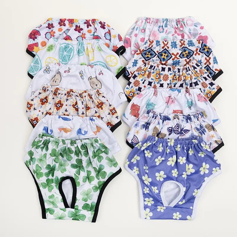 Dog Diaper Panties – Dopamine Aesthetic Female Dog Period Underwear, Cute Printed Reusable Washable Pet Menstrual Pants for Small Medium Dogs, Cozy Fit Puppy Heat Cycle Incontinence Diaper for Teddy Yorkie