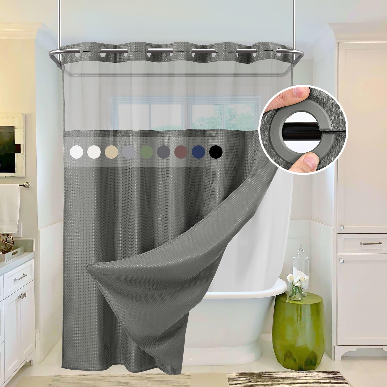 FANI Sage Green Waffle No Hook Shower Curtain with Snap in Liner Waterproof & Washable 72"W x 74"H,72''W x 84''H See Through Top Window Replacement for Bathroom FANI Sage Green Waffle No Hook Shower Curtain with Snap in Liner Waterproof & Washable 72"W x 74"H,72''W x 84''H See Through Top Window Replacement for Bathroom