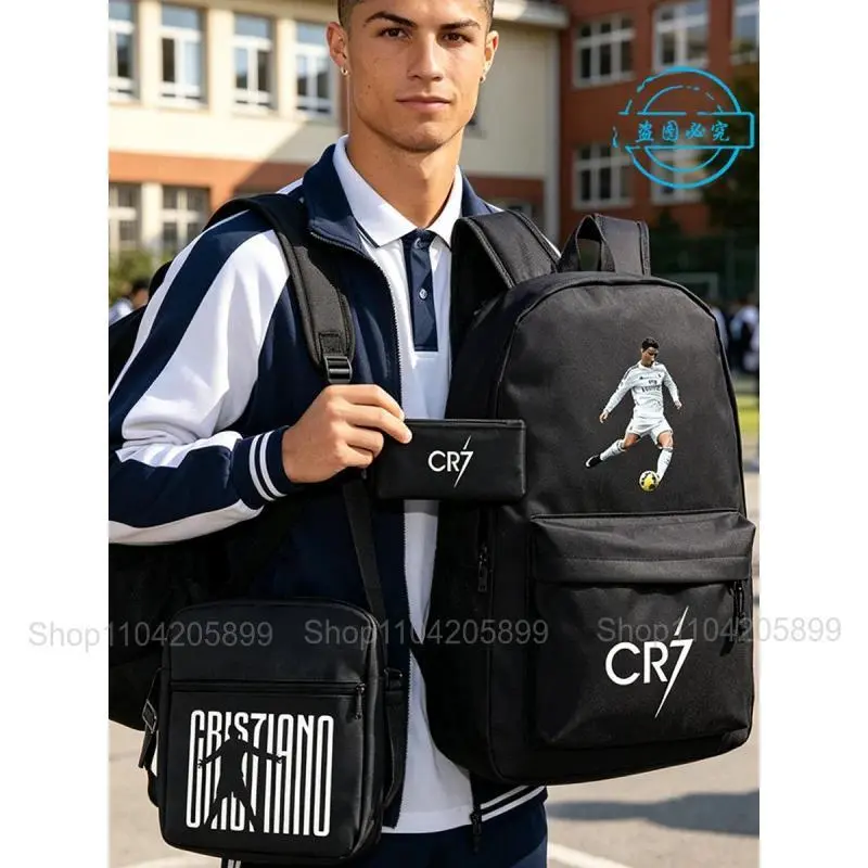 3pcs CR7 Backpacks Ronaldo Print Boys Girls School Bags Student Teenager Mochila Laptop Travel Rucksack Gift