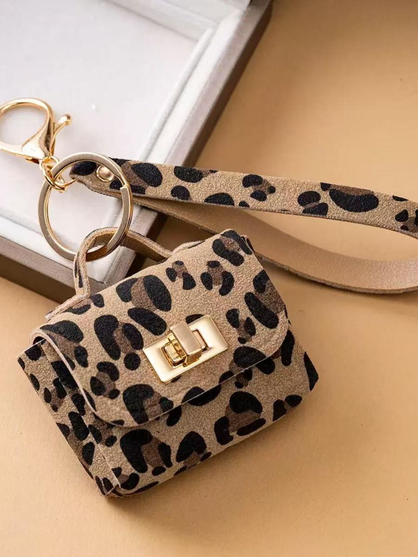 Creative Leopard Print PU Leather Keychain, High-End Coin Purse, Fashionable Key Ring, Universal for Phone Car Bag, Show off Your Style