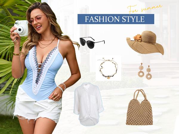 BMJL Plunge Color Block Swimwear Women's Sexy One Piece Ruched Tummy Control Swimsuit