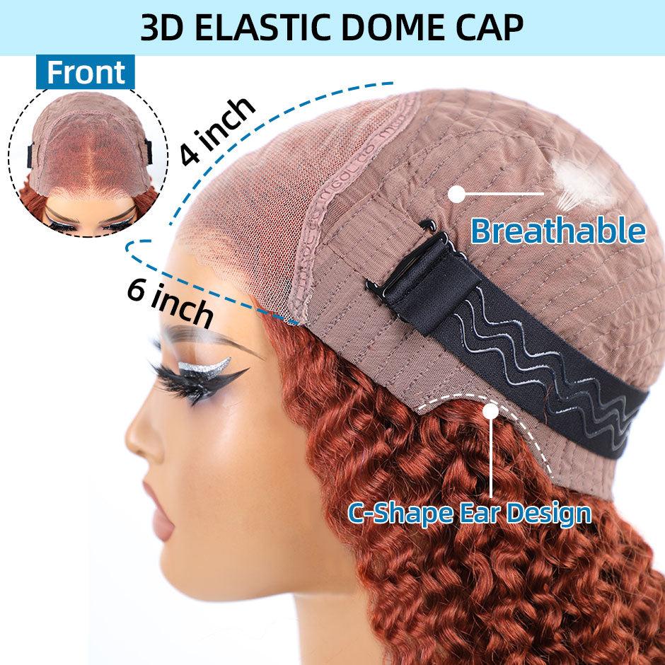 MORE FACE Wear and Go Glueless Wig #33 Reddish Brown Kinky Curly Wig Human Hair Pre Plucked Pre Cut 6*4 Transparent Lace Closure Wigs Natural Hairline