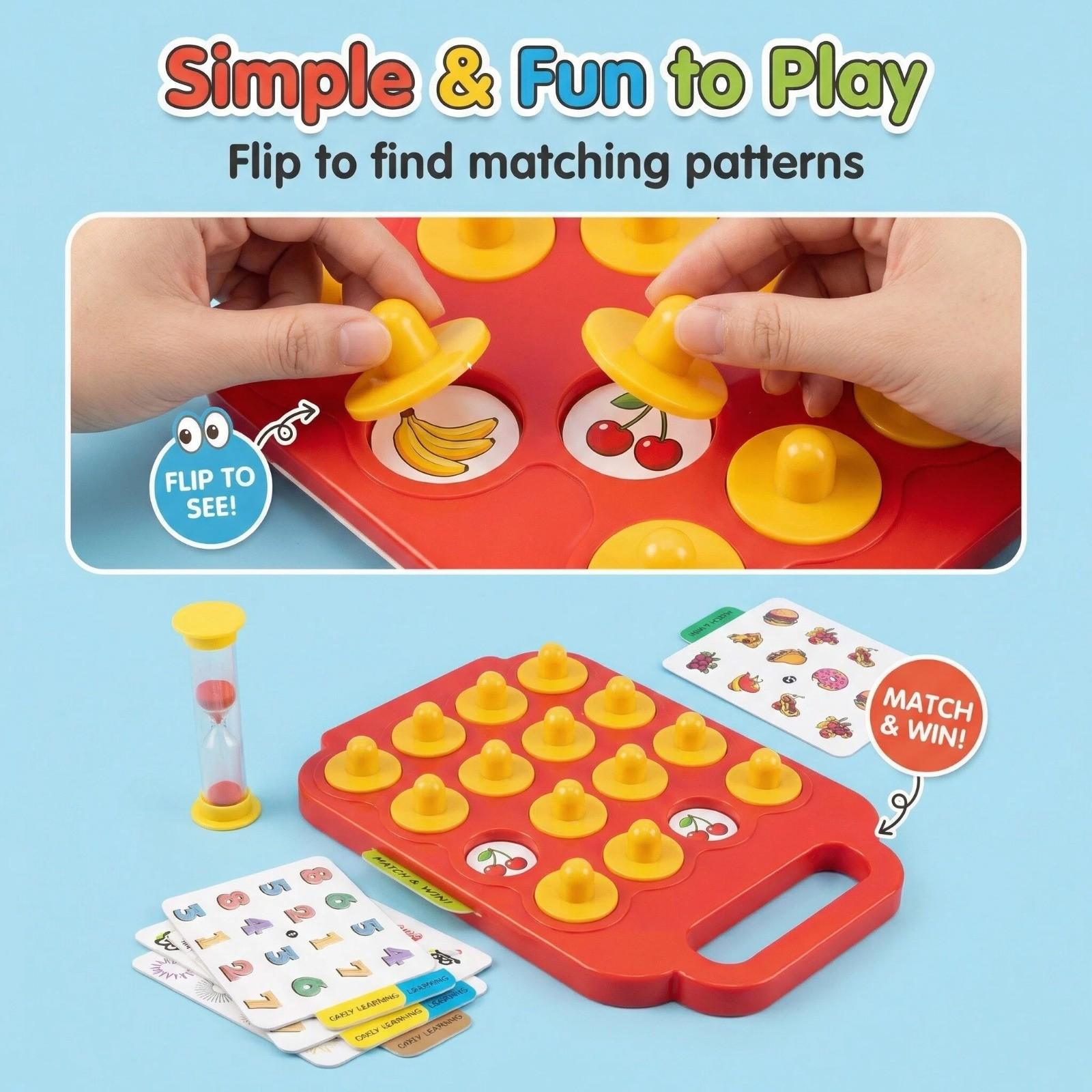 Table Flip Chess Memory Training Game, Interactive Two-Person Board Game, Pair Card Educational Toy, Suitable for 2-4 People