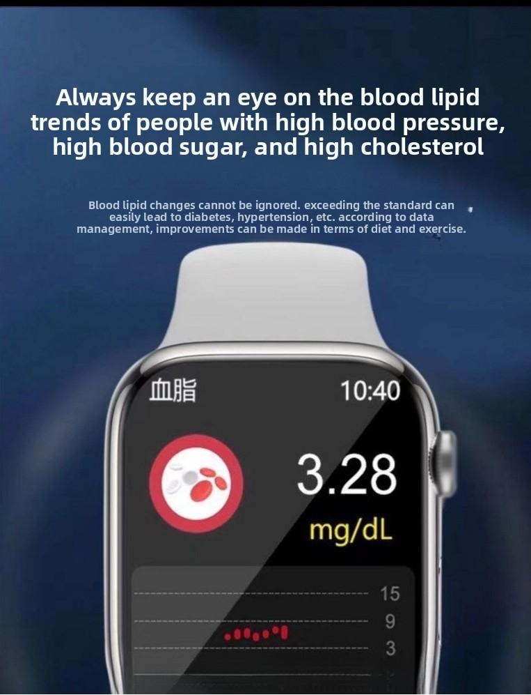 Smart watch for monitoring blood sugar, uric acid, blood pressure, heart rate, and sleep, suitable for the elderly