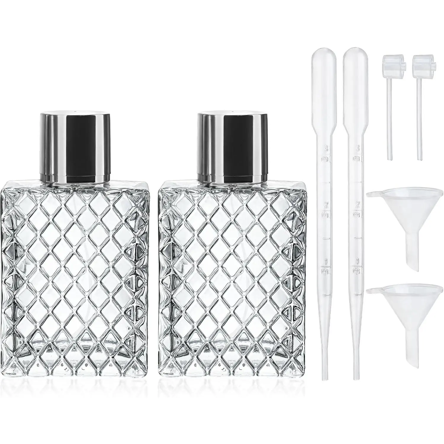 2 Pack Perfume  Bottles, 100ml/3.4oz Refillable Glass Atomizer |   Clear Glass Bottle, Fine Mist , Empty Cologne Container, Essential Oil & Travel Perfume Atomizer