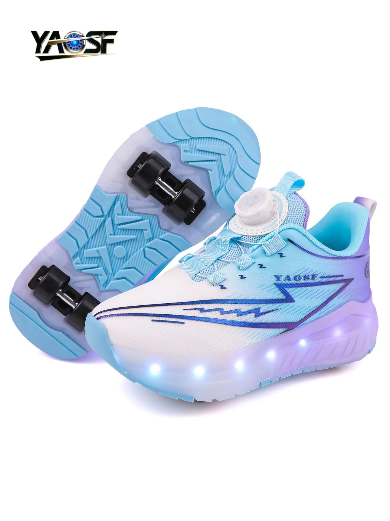 Yaosf Kids Skate Shoes LED Light Up, Shoes with Wheels, Unisex Roller Skates for Boys & Girls, Comfortable Outdoor Sports Shoes, Perfect Birthday Gift