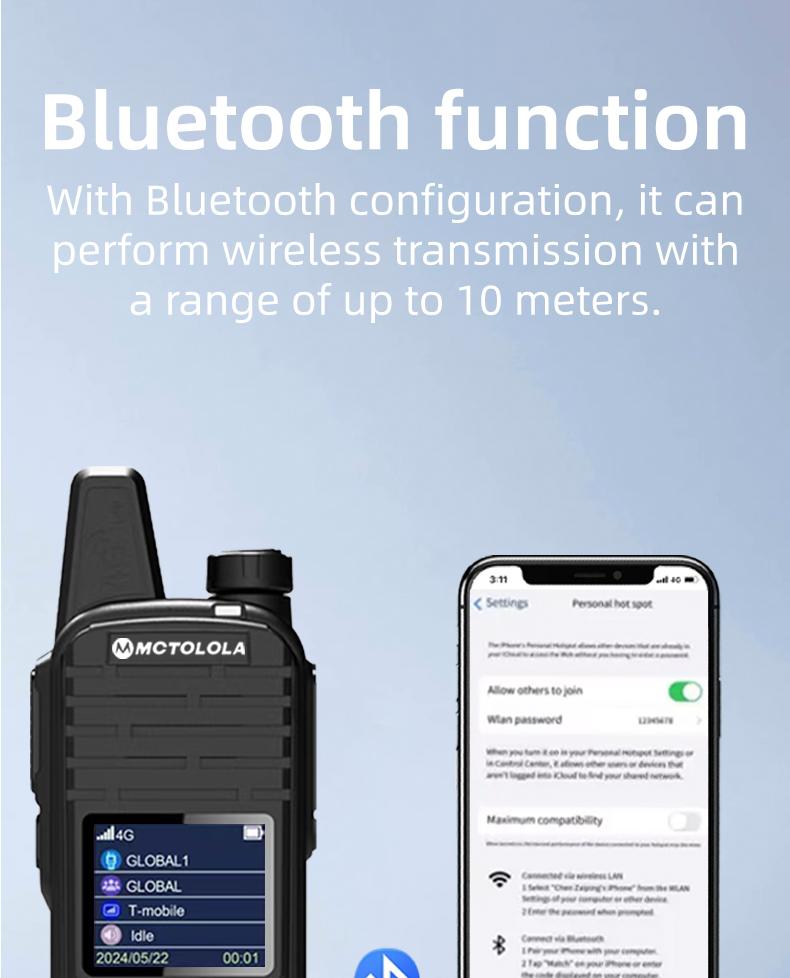 Lifetime free SIM card service supports WiFi, Bluetooth, 2G4G for unlimited distance communication, PoC wireless intercom for high-definition communication, ultra long standby, commercial fleet, outdoor self driving, professional intercom equipment