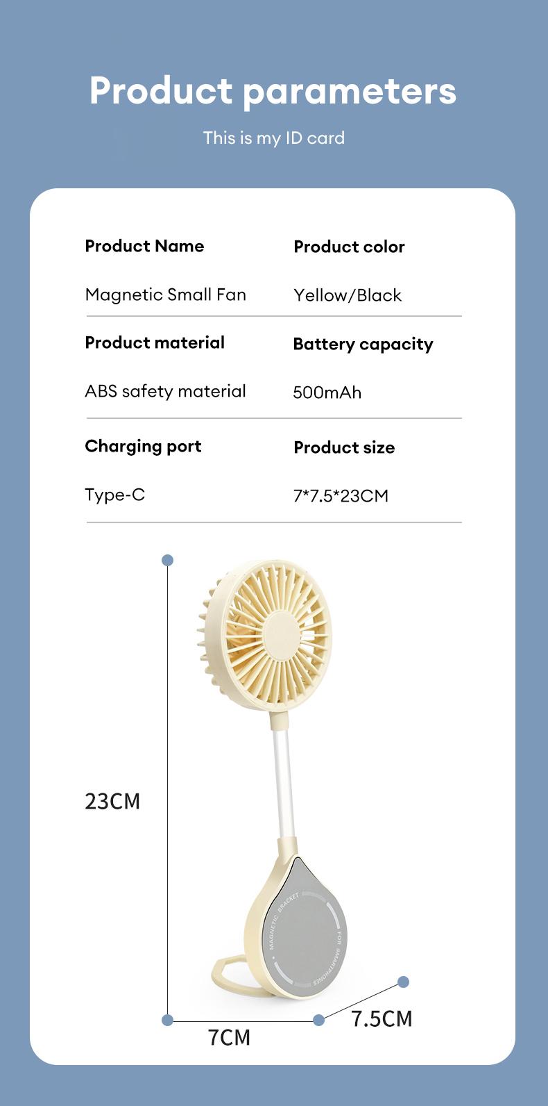 MGALL UF07 Magnetic Bracket Mini Fan – Lightweight & Portable, 360° Full-Area Air Supply, 3-Speed Instant Cooling, Adjustable Hose for Precise Airflow, Silent Operation, Handheld Air Conditioner for a Cool Summer