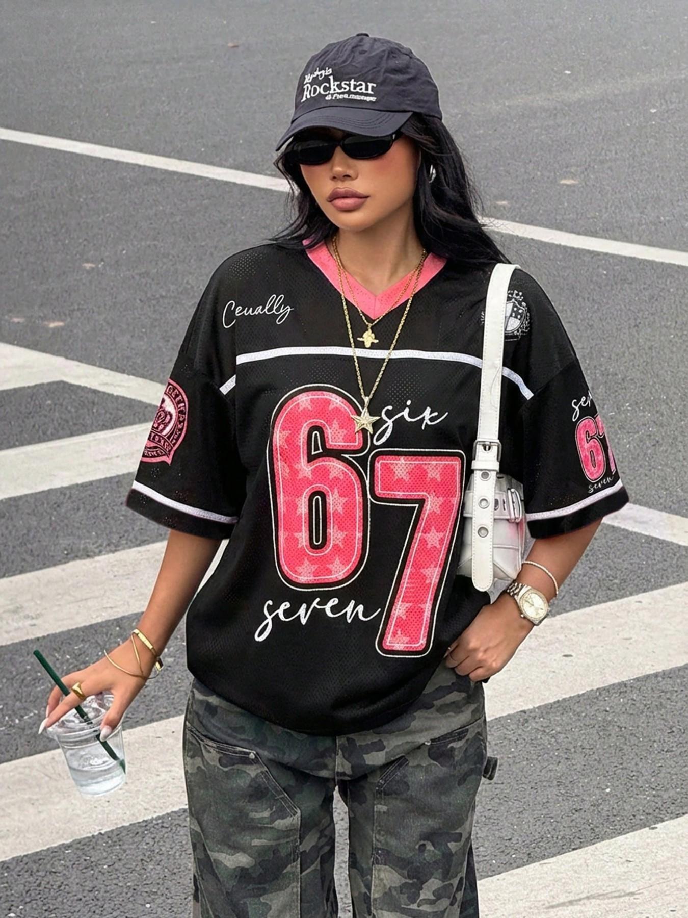 Women's Y2k23 Retro Mesh Breathable Sports Jersey, Streetwear Daily Wear Top, Loose-Fit Short Sleeve, All Seasons Fashion