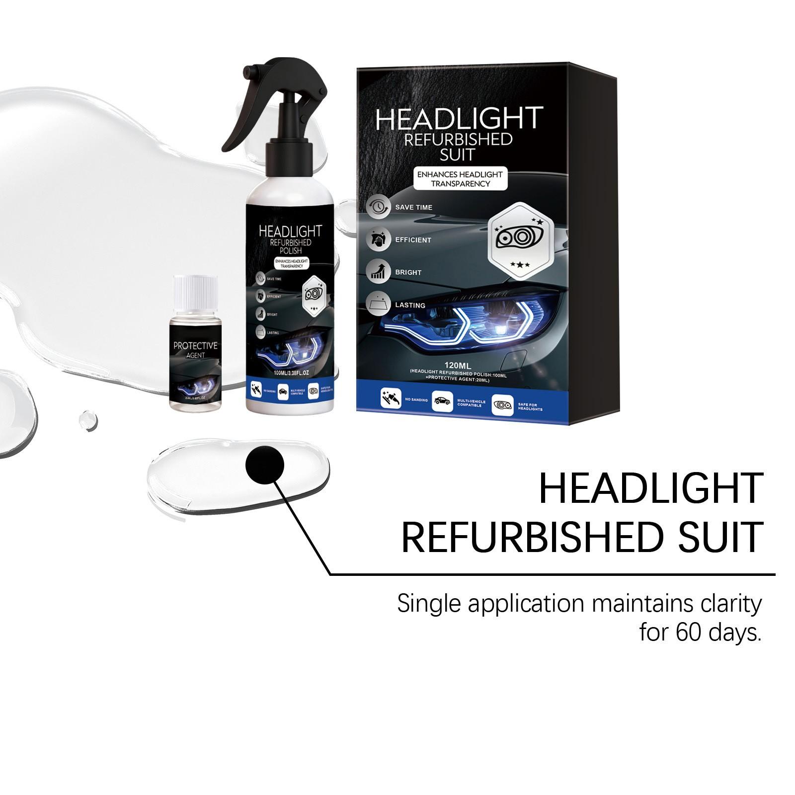 Car Headlight Restoration Kit, Remover, Cleaning Agent, Headlight Polishing Agent, Brightening Care, Auto Accessories, Enhances Visibility, Easy Application