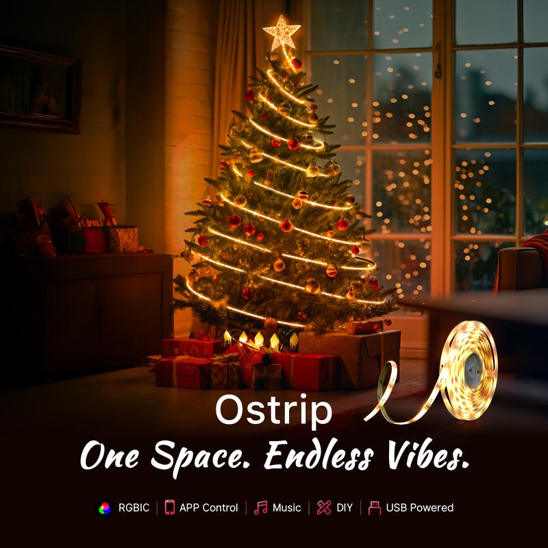 Olight Ostrip String Lights - 5 Meter Length, RGB Colorful Lighting, APP-controlled, Suitable for Family Business Holiday Celebrations