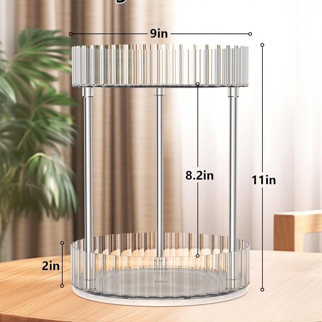 Luxury Transparent 360° Rotating Makeup Organizer Rack, Multi-Functional Dressing Table Skincare Storage Box, Elegant Cosmetic Holder