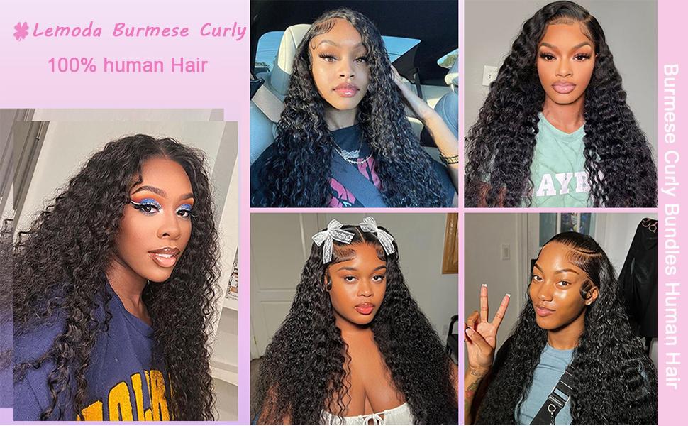 【Hot】Lemoda Burmese Curly Bundles Human Hair 100% Unprocessed Virgin Hair Bundles Deals Human Hair Extensions 15A Raw Burmese Curly Natural Black Human Hair Bundles for Black Women