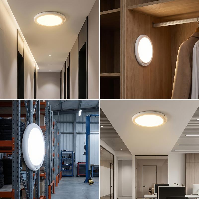 Rechargeable Motion Sensor Ceiling Light with Remote Control - Magnetic Wireless Ceiling Light Powered by rechargeable batteries for Closet Shower Stairs Shed Hallway Porch Patio ect,Suitable for various scenarios, easy to install