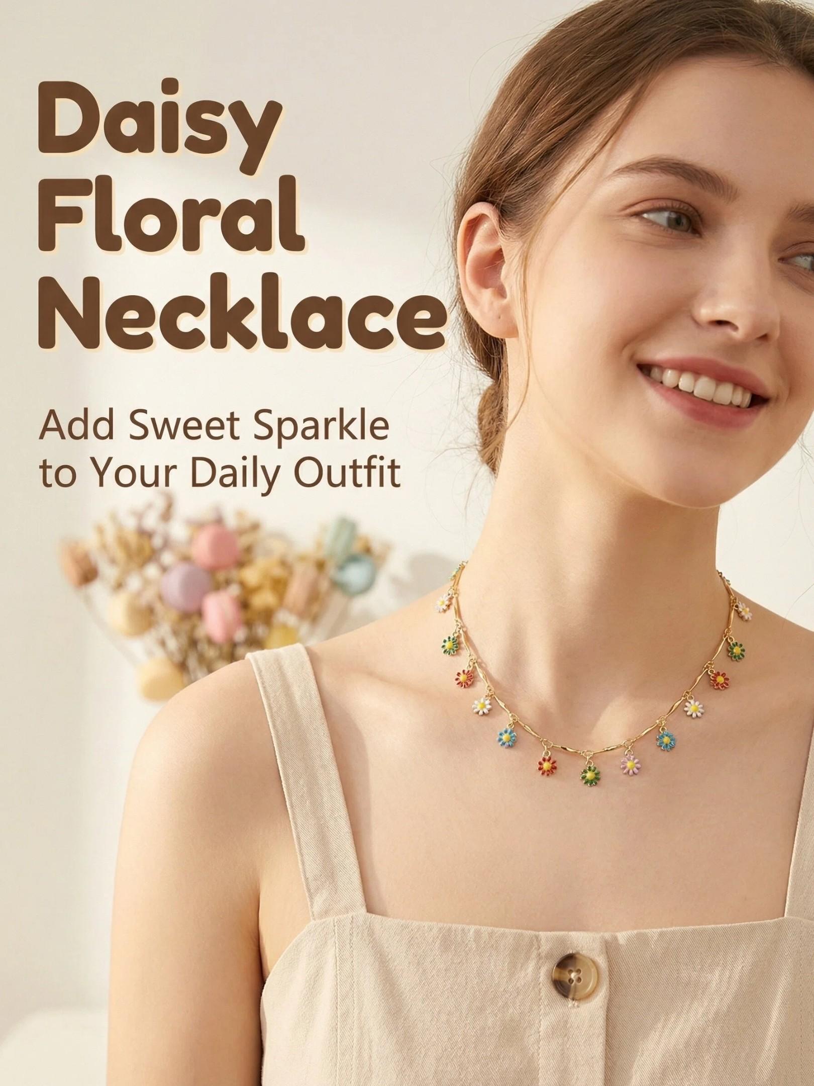 Daisy Necklace Alloy, Sweet Style for Young Fashion Women, Adjustable Clavicle Chain, Perfect Gift for Friends