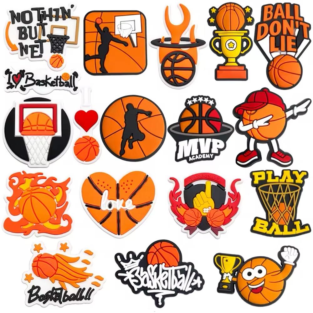 18Piece Basketball Series PVC Shoe Charms For Bubble Slides Clogs Sandals,PVC Shoe Decorations Accessories Buckle For Christmas Birthday Gifts