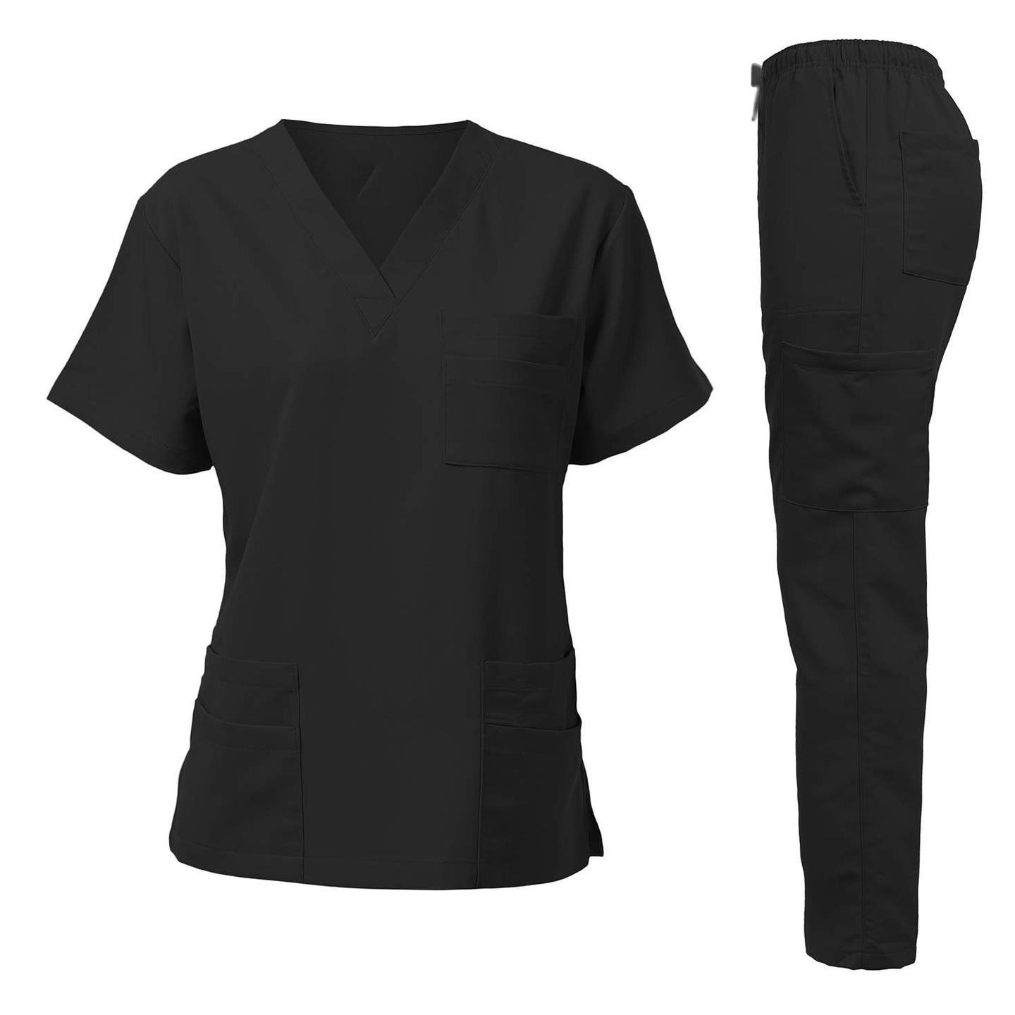 Unisex Short Sleeve Doctor Scrub Set, Comfortable Breathable Medical Uniform for Oral Hospital & Surgery, Top & Pants 2-Piece