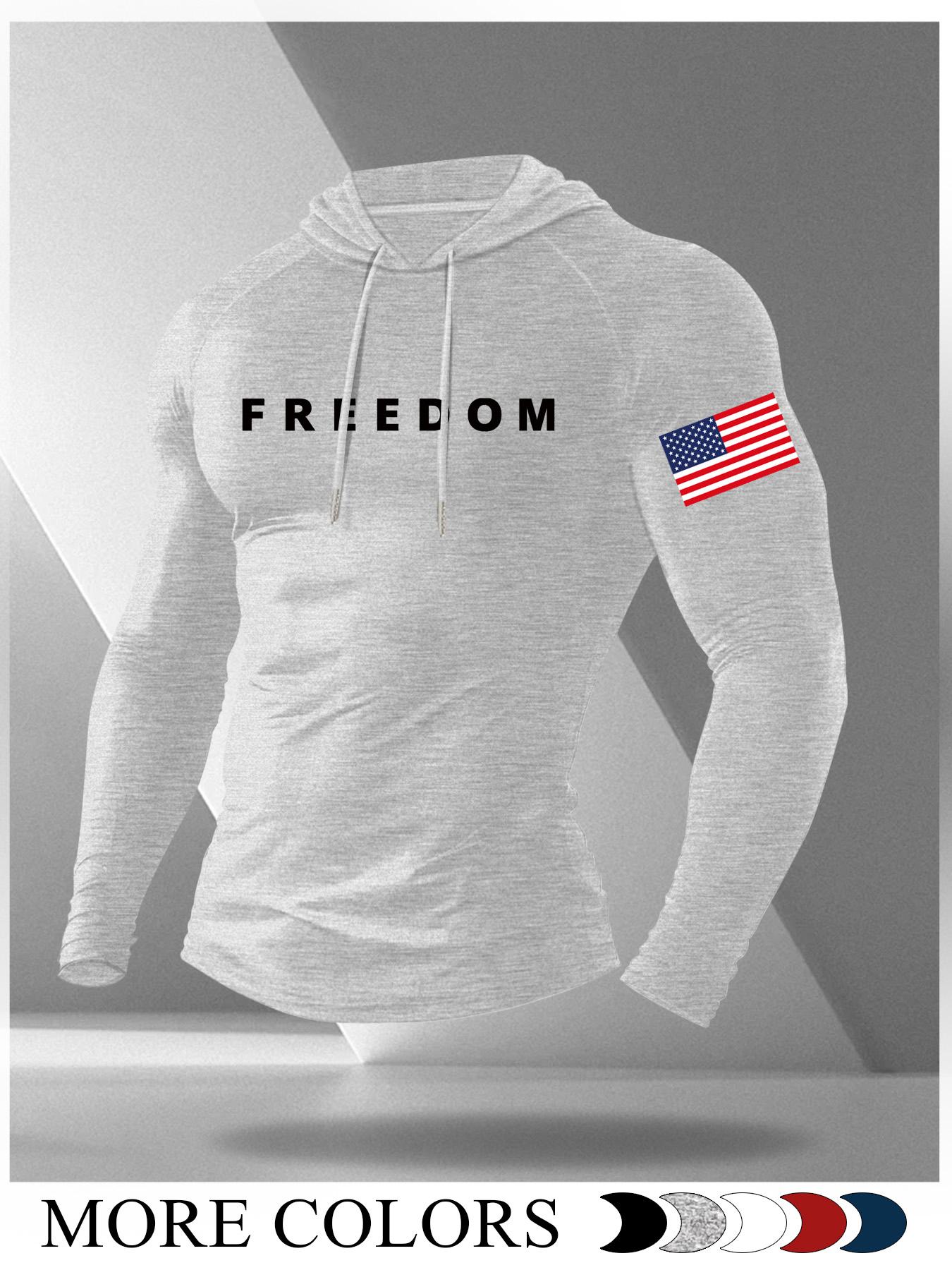 Men's Cartoon Print Long Sleeve Hooded T-Shirt, Casual Fitted Moderate Fabric Gym Athletic Clothes Gym Workout Top for Fall
