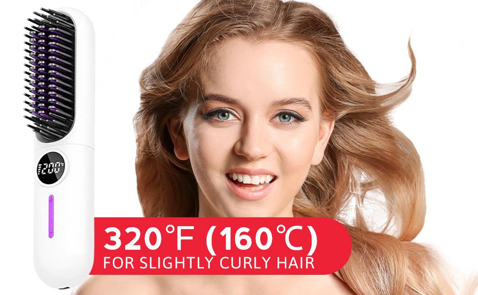 10 Count Wireless Hair Straightening Comb Kit Portable Fast Heat Adjustable Thermal Brush Cordless Straightener Heated Curler Lightweight