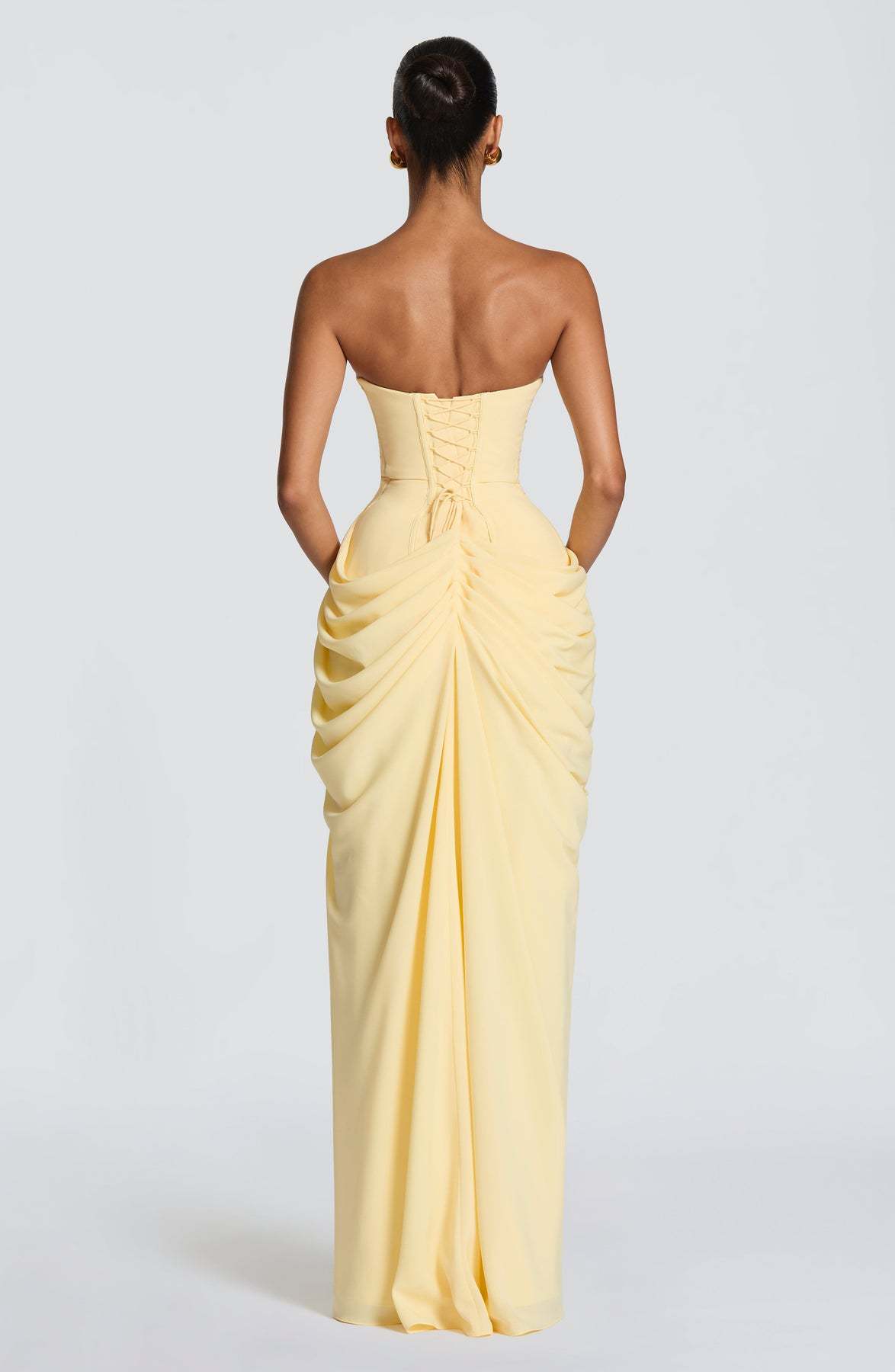 2026 European and American New Style Asymmetrical Pleated Sexy High-Slit French Romantic Strapless Pleated Slit Dress
