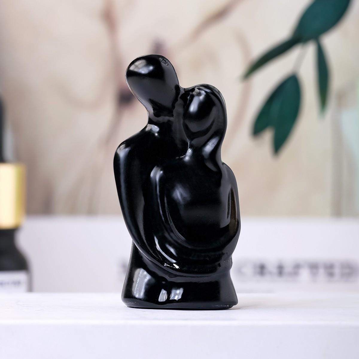 Natural Obsidian Carved Healing Crystal Stone, Valentine's Day Gift, Powerful Energy Couple Ornament, Enhances Emotional Connection