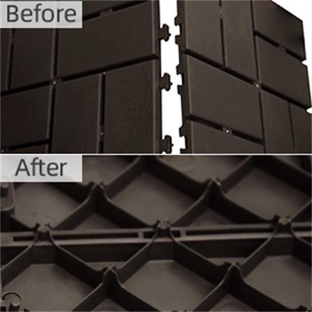 Patio Interlocking Composite Deck Tiles - 12"x12" Checked Design 4-Slat Plastic Tiles with Drainage, All-Weather Outdoor Flooring for Lawn, Bathroom (Brown, Pack of 36)