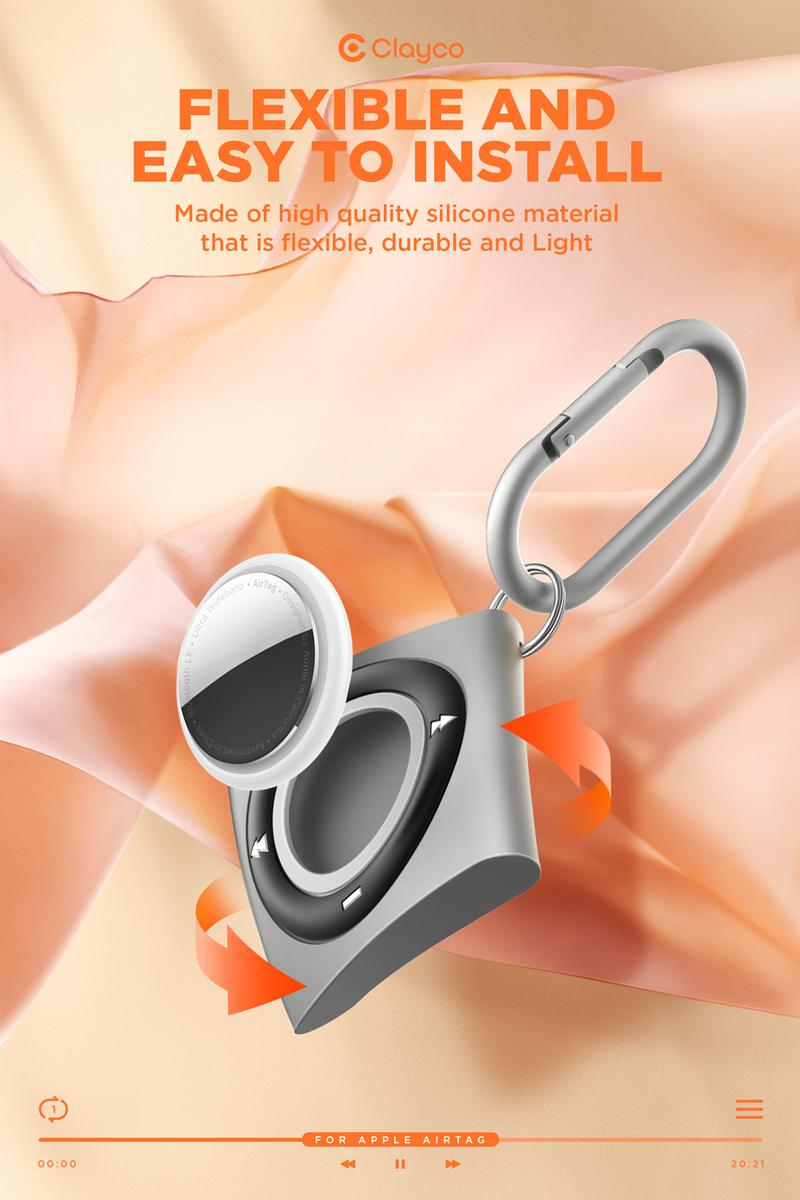 SUPCASE for Apple AirTag Case with Keychain Carabiner, Anti-Scratch Shockproof Soft Silicone Protective AirTag Holder Accessories for Dog Cat Collar, Keys, Luggage, Backpacks