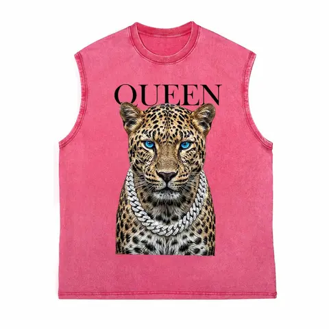 Chic Vintage-Style Sleeveless Tank Top with a Washed Leopard Print Graphic, Fashion Apparel, Elegant