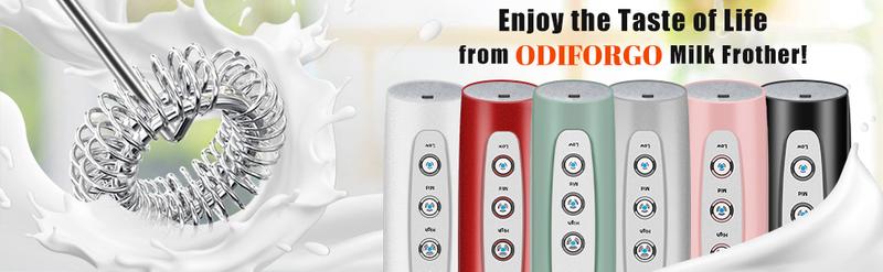 ODIFORGO Rechargeable Milk Frother,Milk Frother Handheld with 3 Heads 3 Speeds,Coffee Mixer,Frother Wand Drink Mixer,Electric Milk Bubbler,Detachable Stainless Steel Whisk for juice,Prebiotic Powder,Latte,Cappuccino,Matcha,Egg (Black)