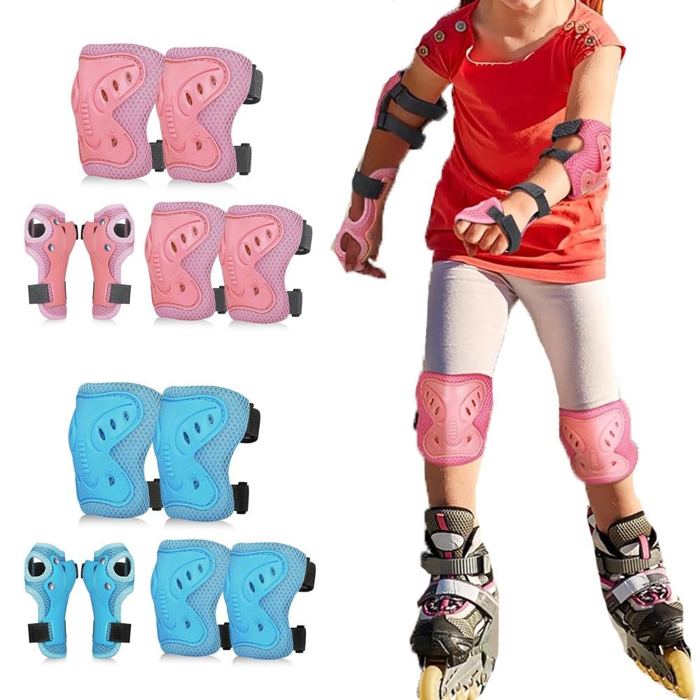 6PCS Youth Protective Gear Set Knee Elbow Wrist Pads, Safety Protector for Skateboard Bicycle Ice Skating Cycling Sport