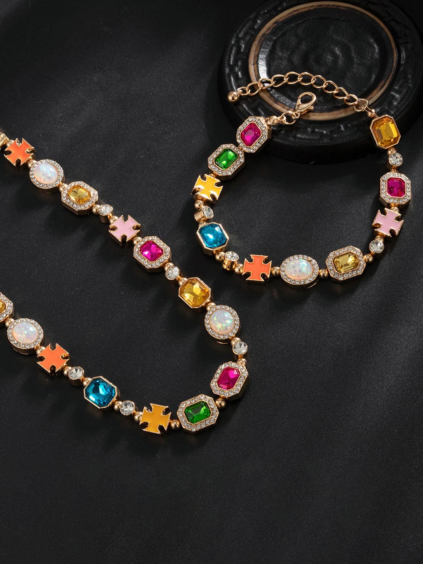 Elegant Zircon Jewelry Set, Unisex Necklace and Bracelet Combo, Perfect Gift for Couples, Ideal for Birthdays and Special Occasions