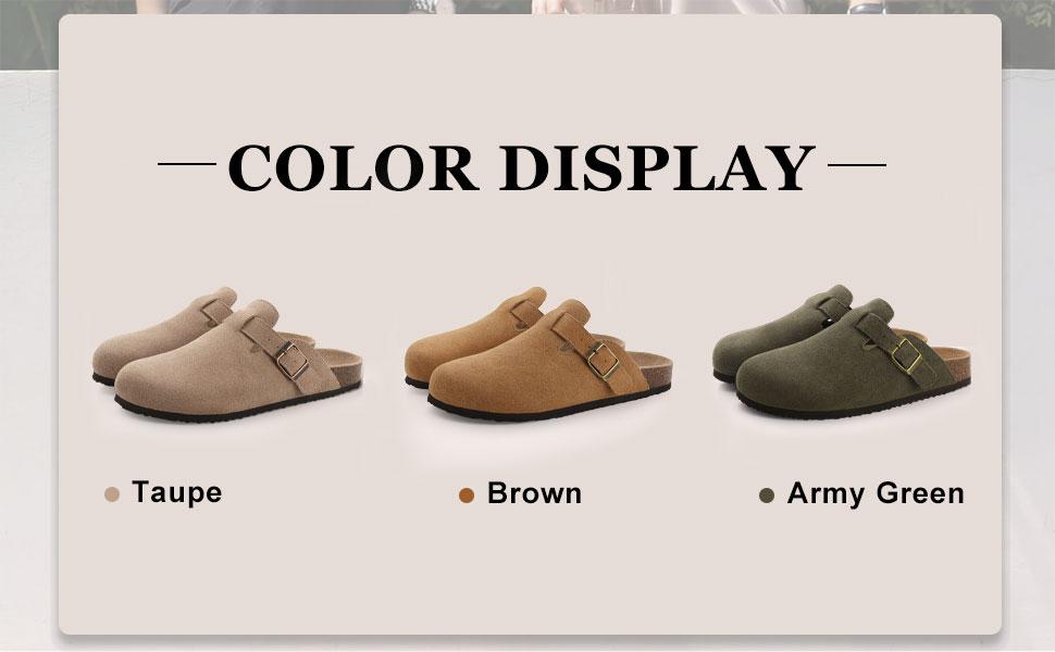 KIDMI Suede Clogs Women Fashion Men Round Toe Cork Footbed Clogs Potato Shoes Clogs Men Shoes Outdoor Nonslip Walking Shoes Slides Home Slippers With Arch Support Retro Design Unisex Clogs【Order Reference Size Guide】
