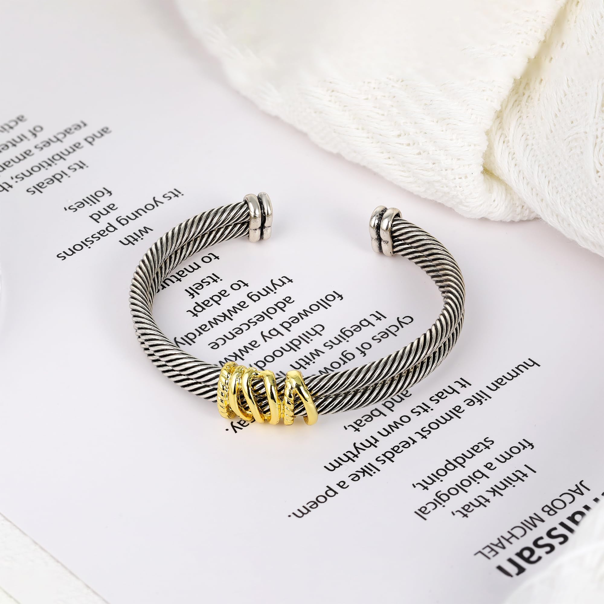 MYTYS Cable Bracelet for Women Fashion Vintage Twisted Cuff Elegant Minimalist Bangle Adjustable Wrist Jewelry Trendy Jewellery Accessories MYTYS Cable Bracelet for Women Fashion Vintage Twisted Cuff Elegant Minimalist Bangle Adjustable Wrist Jewelry Trendy Jewellery Accessories