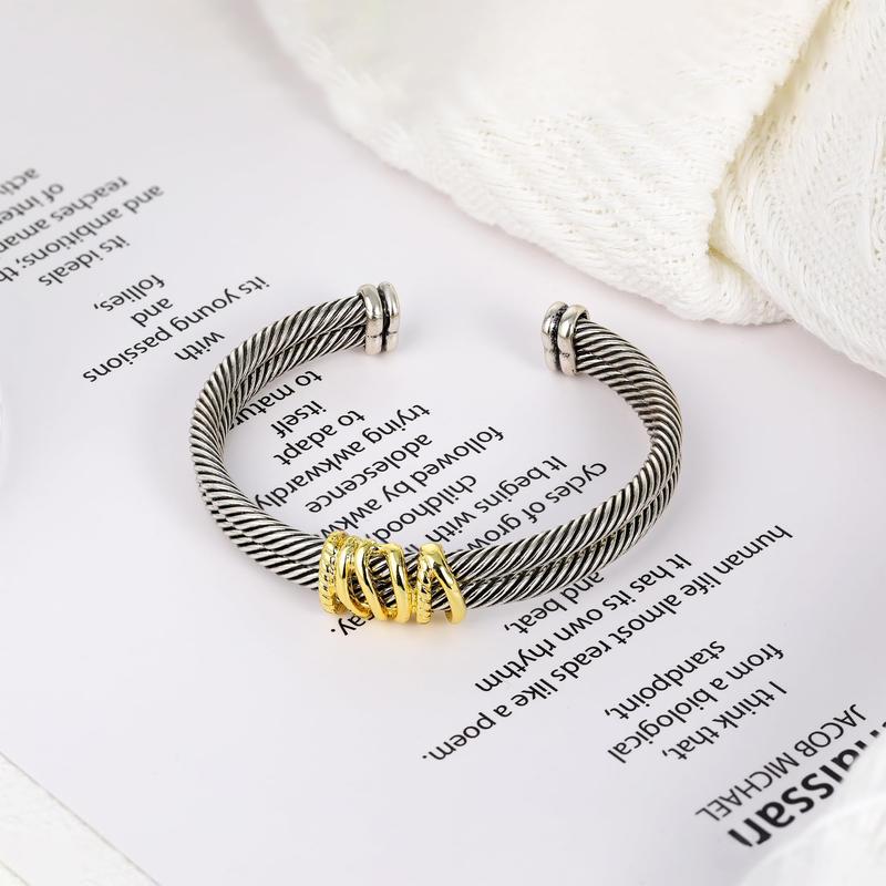 MYTYS Cable Bracelet for Women Fashion Vintage Twisted Cuff Elegant Minimalist Bangle Adjustable Wrist Jewelry Trendy Jewellery Accessories