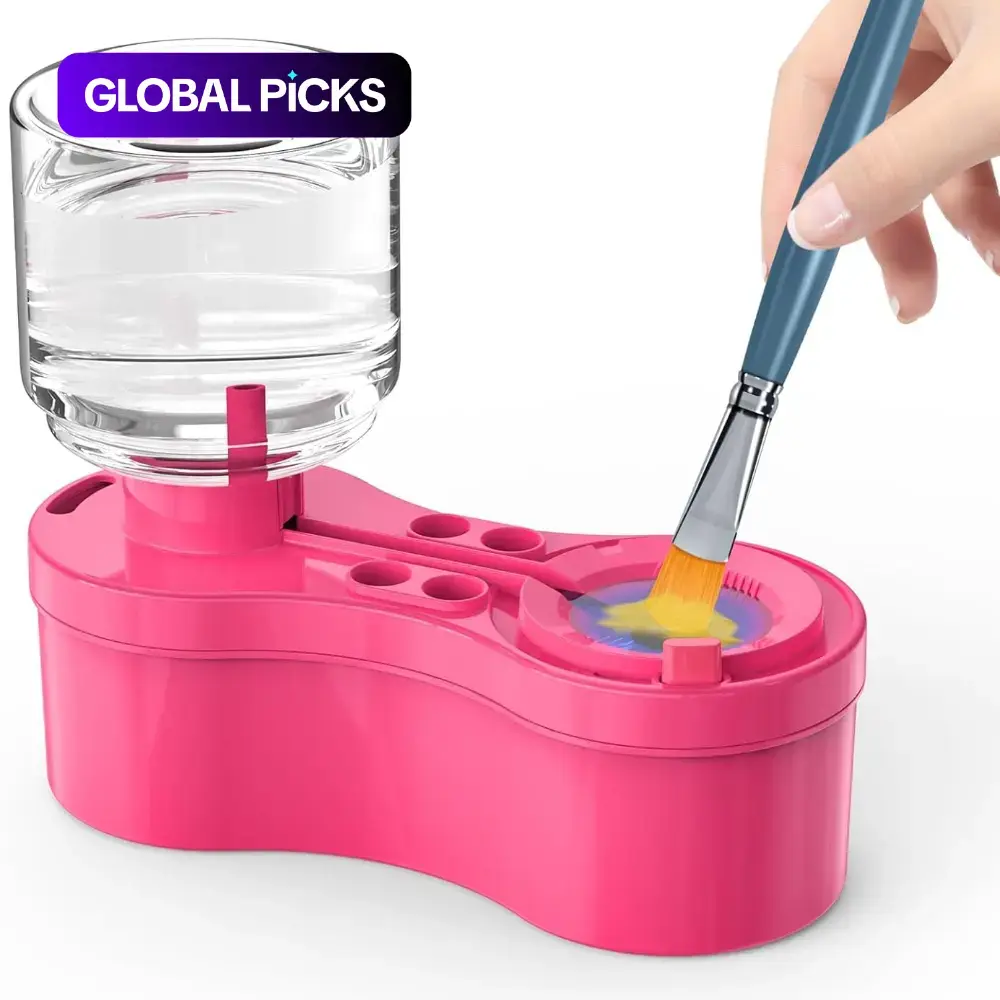 Painting Brush Cleaner, Brush Cleaning Tool with Drain Box & Water Storage Bottle & Brush Holder, Paint Brush Cleaning Tool for Acrylic Watercolor Water-based Paint, Art Materials, Art Supply, Brush Maintenance, Artist Supplies #GLOBAL PICKS