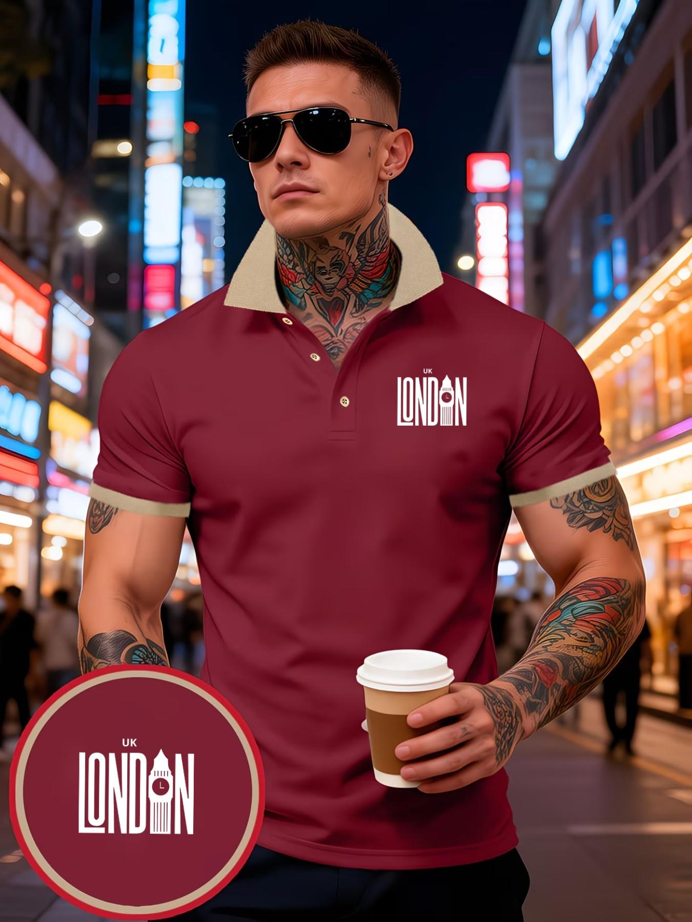 Men's Summer Trendy Colorblock Collared Short Sleeve Polo Shirt, Fashionable Slim Fit, Best Choice for Men, Stylish and Comfortable