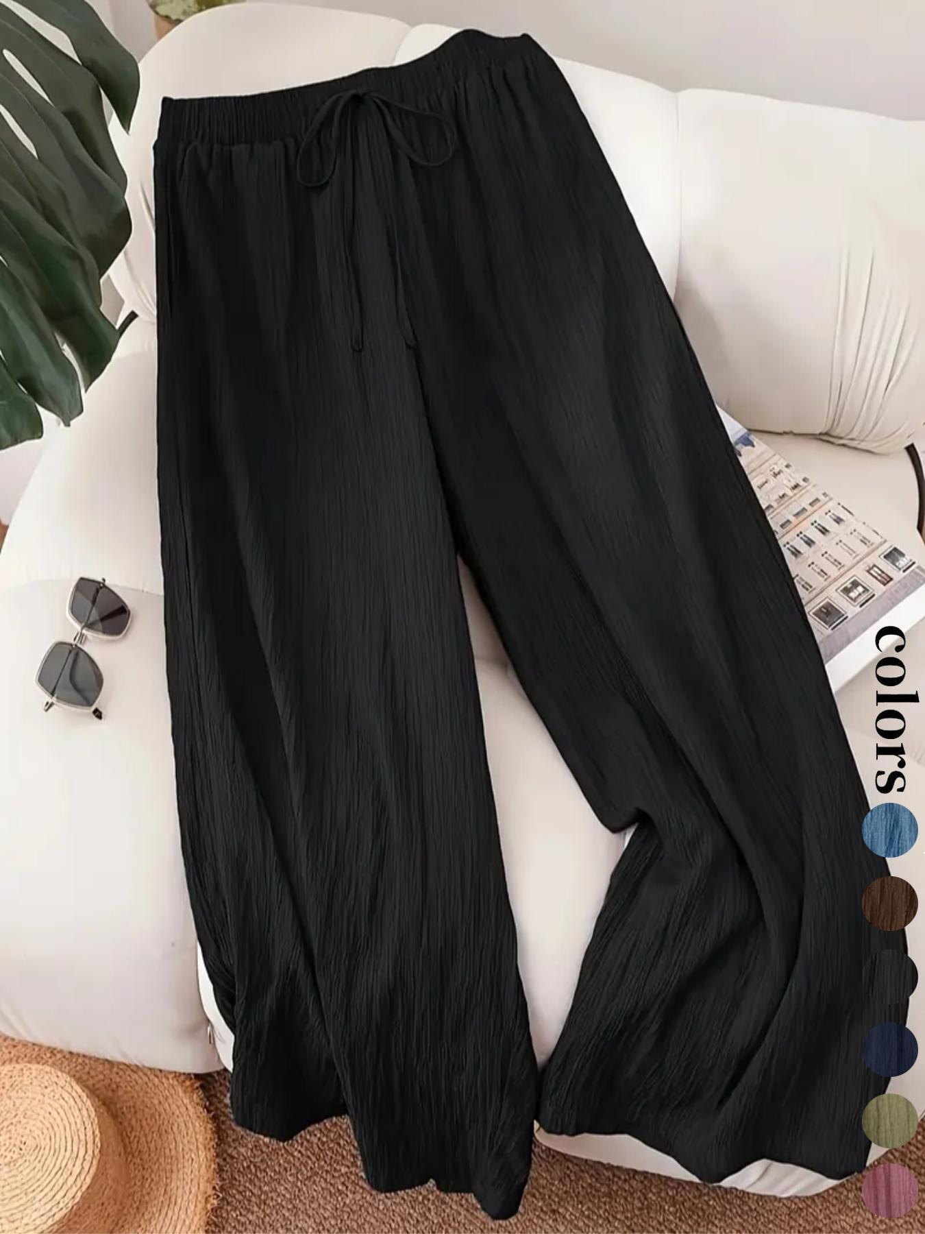 Women's Solid Color Wide Leg Pants, Casual Comfy Trousers for Daily Wear, Ladies Bottoms for All Seasons, Casual Fashion Pants