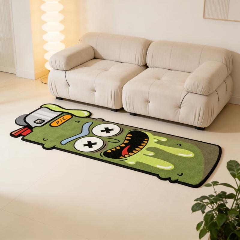 Funny cartoon pickled cucumber lighter shape sofa area carpet abstract interesting creative bedroom bedside strip carpet fashion home decoration cloakroom plush carpet personality trend e-sports room home washable carpet