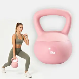Ladies Beginner Home Training Vinyl Soft Kettlebell Set 10LB 15LB 20LB, Non-Slip Shock Absorbing Anti-Scratch Exercise Gear