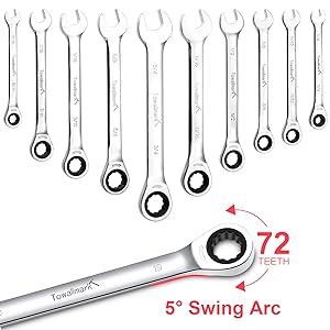 【GARVEE】 Ratcheting Wrench Set 20 PCS SAE 1/4"-3/4", Metric 6-19mm, Flex Head 72-Tooth, Chrome Vanadium Steel, Includes Storage Bag Hand Tools Metal Heavy Duty