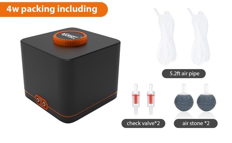 hygger Strong Aquarium Air Pump for Medium Large Fish Tank, Hydroponic Systerm, Household Commercial Use, 1 Outlet(OD-8mm), with Air Tubings, Multi-Head Control Valves