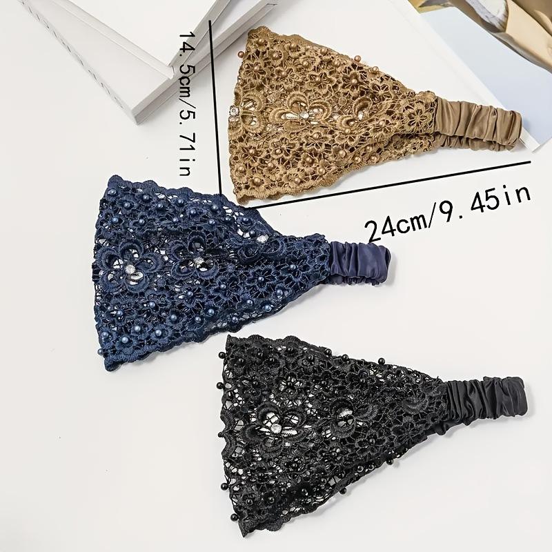 3pcs Elegant Lace Floral Headbands for Women Bride Wedding Hair Accessories with Pearls & Rhinestones Aesthetic Gift for Bridesmaids