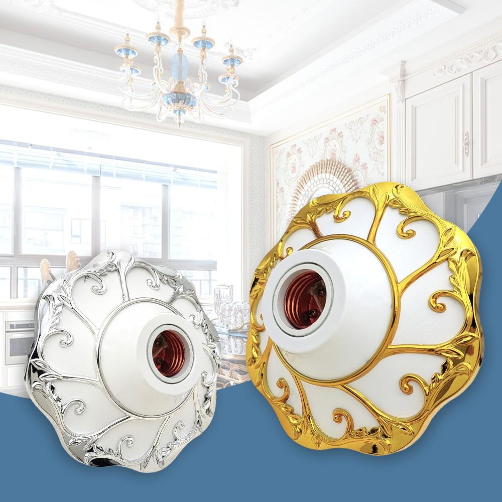 E26/E27 Bulb Socket Adapter, Silver Carved Decorative Lamp Base, Home Office Industrial Use, Wenzhou Manufacture