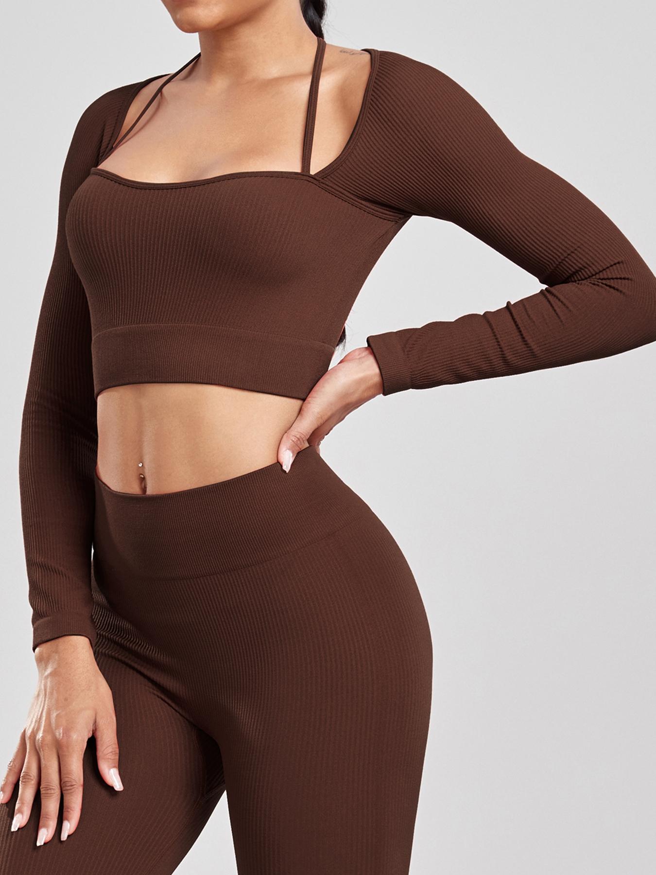 Seamless Long Sleeve Sports T-Shirt with Thumbholes, Comfortable Fit for Yoga & Exercise Classes, Perfect for Active Wear, Gym Tops, Athletic Yoga Tops