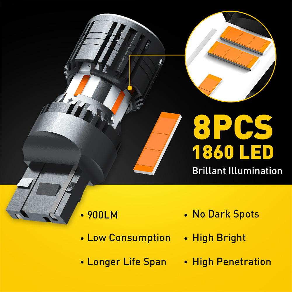 AUXITO 7440 LED Bulb Amber Yellow Turn Signal Light Bulbs, 7443 7444 7441 Auto Bulb With Build-in Load Resistor CANBUS Error Free Pack of 2