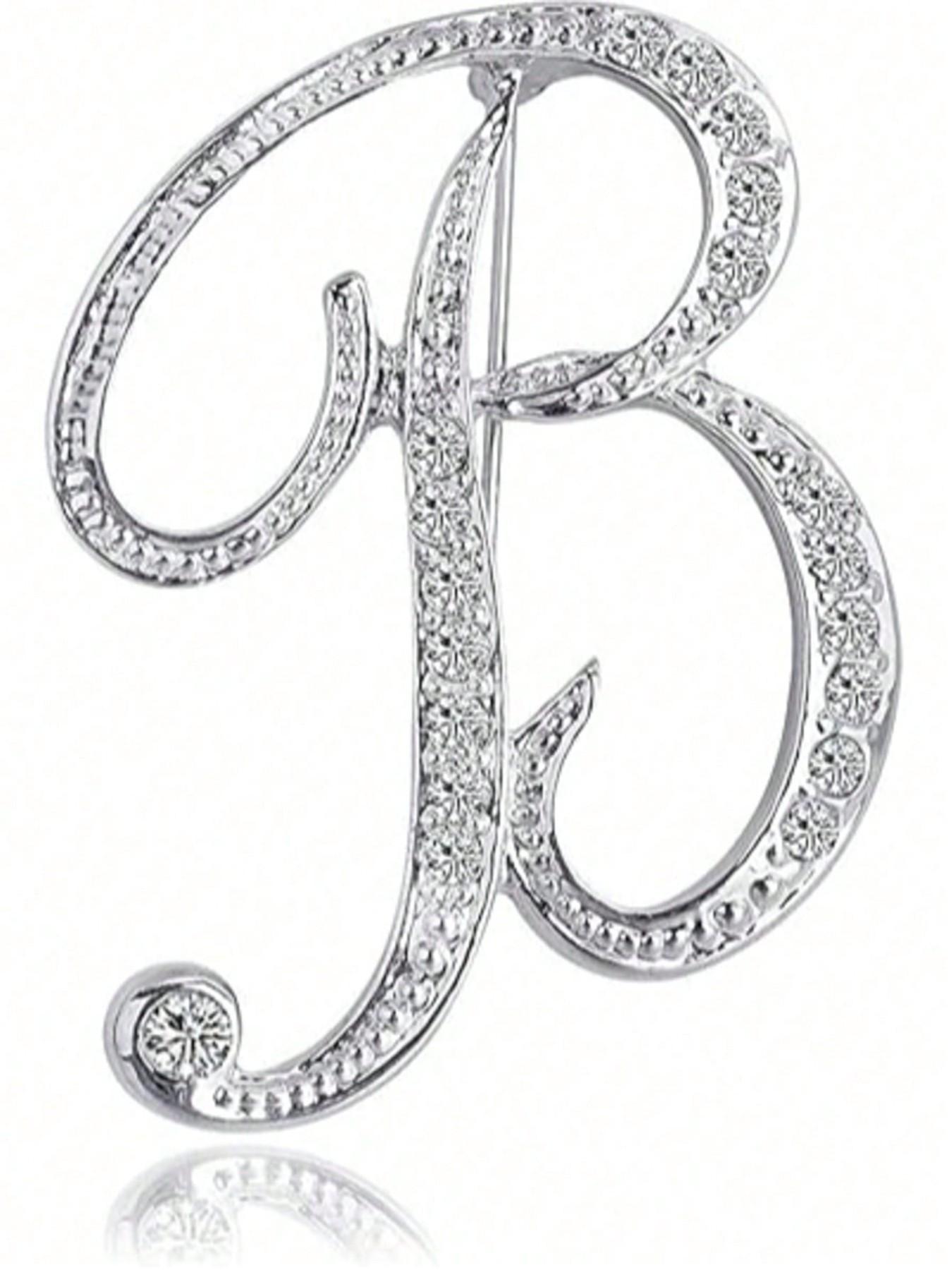 Letter Brooch, Elegant Brooch, Rhinestone Pin, Alloy Material, Sparkling Gemstones, Ideal for Suits, Shirts, Jackets, Dresses, Backpacks, Office Accessories, Teacher's Day Gift